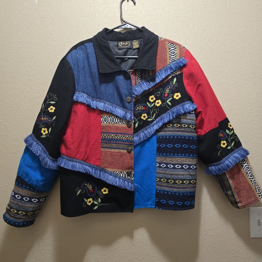 Julia Kim size XL Artistic stylish jacket with eclectic design and texture.